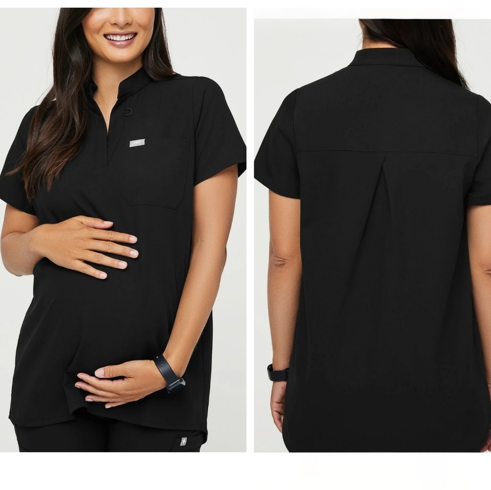 Figs Black Maternity Scrub Top